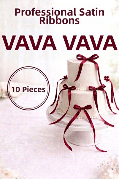 Mavi Masal Σετ 10 μακριών σατέν κορδελών με φιόγκο |   Διακόσμηση Τούρτας, Γε...