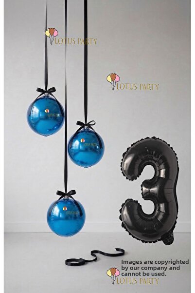 LOTUS PARTY مجموعة بالونات باللون الأزرق الداكن - بالون على شكل كرة أرضية بال...