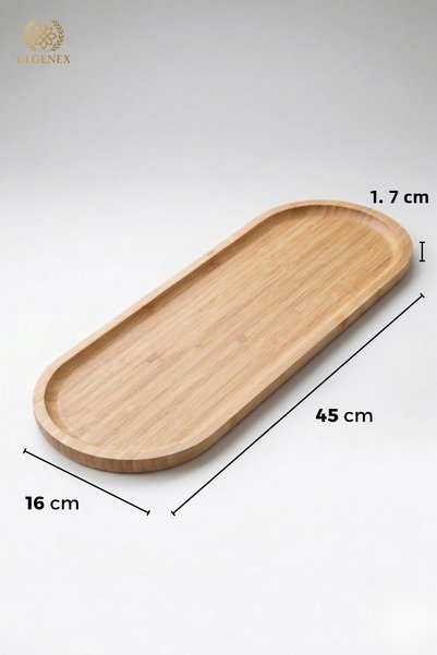 Ulgenex Premium 100% Bamboo Oval Presentation Tray Large Size Breakfast and Serving Plate 45X16 cm