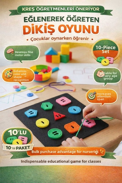 KESKİN NAKIŞ 10-Piece Advantage Felt Button Sewing Set Special for Nurseries,...