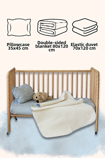 ESTİ Baby Baby & Child Sleeping Set – 3-Piece Pique Set 70X120 cm (Elastic Sh...