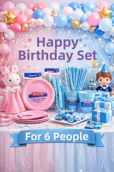 ARD 12-Person Mixed Birthday Party Set – Pink & Blue Full Party Package