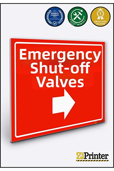 ZiPrinter Emergency Shut-Off Valves Isg Warning Sign Dekota 15X20 cm