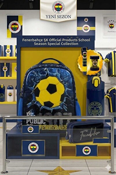 Fenerbahçe حقيبة رياض الأطفال المرخصة، حقيبة أقلام ذات عينين - زجاجة مياه فول...