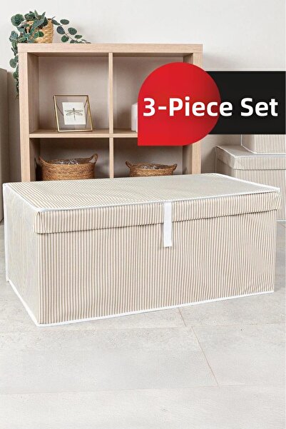 handanca Multi-Purpose Box with Lid Brown 70X40X30 3 Pcs