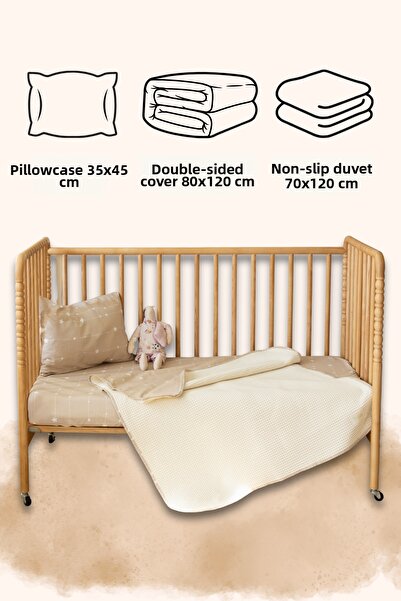 ESTİ Baby طقم نوم للأطفال والرضع - طقم بيكيه 3 قطع 70x120 سم (ملاءة مطاطية، غ...