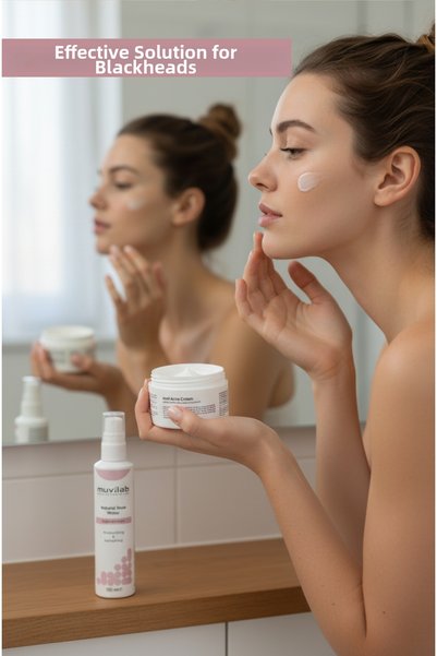 muvilab Facial Moisturizer Skin Care Cream Pore Tightening Rose Water Tonic Set for Combination Skin
