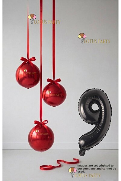 LOTUS PARTY مجموعة بالونات حمراء - بالون على شكل كرة أرضية حمراء - بالون على ...