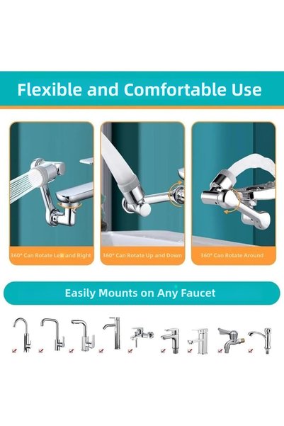 Mayaglory Practical Faucet Head 1080 Degree Rotatable Faucet Tip Bathroom Kitchen Faucet with Movable Head 2 Stages
