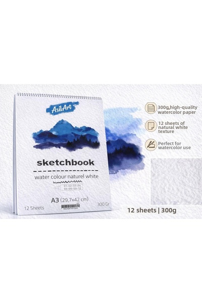 Artdesign Top Spiral A3 Sketch Pad White Watercolor Notebook 300Gr 12Yp