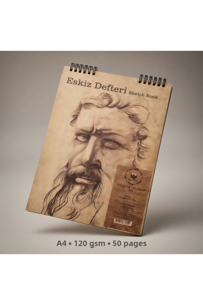 Pagos Yayınları دفتر رسم أسود حلزوني مقاس A4 - 50 Yp/120 Gr