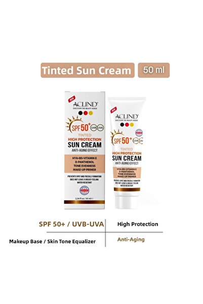 Aclind واقي شمسي ملون للوجه بعامل حماية من الشمس SPF 50+ مع تأثير خافي العيوب...
