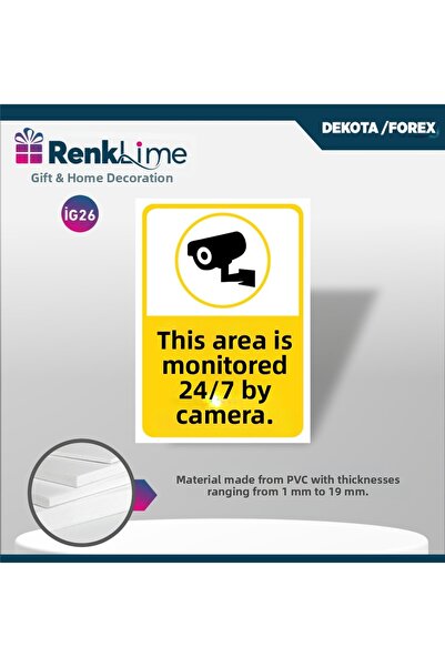 renklime لافتة تحذير من ديكوتا - هذا المجال يُراقب على مدار الساعة طوال أيام ...