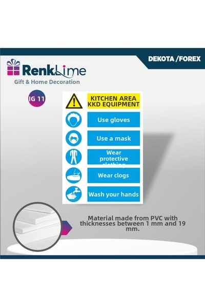 renklime Dekota Warning Sign - Kitchen Area Ppe Equipment