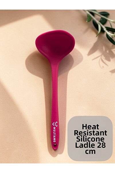 Multiamo Hard Tip Heat Resistant Fireproof Non-Stick Silicone 28 cm Ladle 1 P...