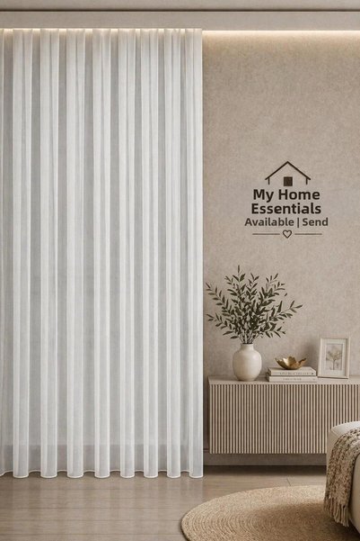 evihtiyaclarim by IOC New Season Titi-Bamboo Model Tulle Curtain 1/2 Sparse Pleated Modern-Stylish Design Custom Size