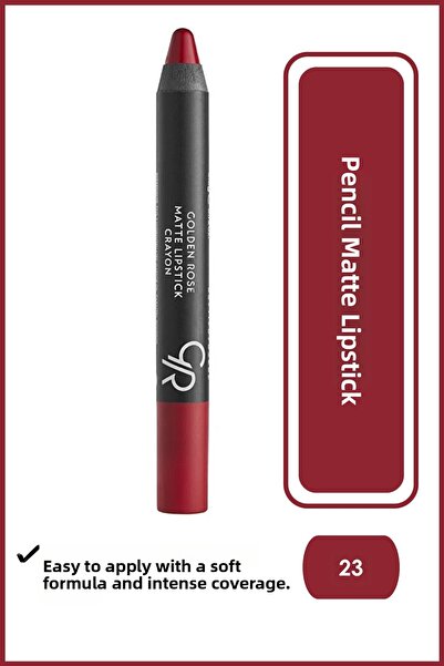 Golden Rose Matte Lipstick Crayon No:23 Red Dose - Mat Kalem Ruj