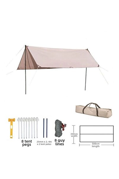 Nurcamp Glamping 500*300CM قماش القنب الشمس والرياح حماية المظلة