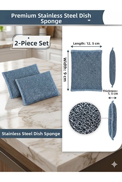 Neler Geldi Neler 2Pcs Magic Inox Stainless Wire Dishwashing Sponge Strong Oil Dissolving Metal Cleaning Sponge