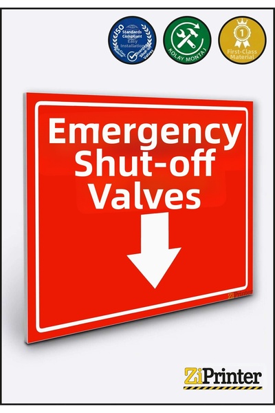 ZiPrinter Emergency Shut-Off Valves Isg Warning Sign Dekota 15X20 cm