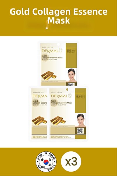 Dermal Gold Colored Whitening and Moisturizing Collagen Mask - 23 Gr 3 Pieces