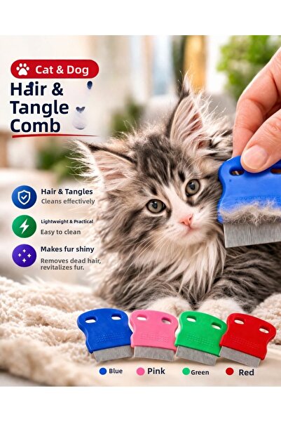 HAYHAYPETSHOP مشط للقطط والكلاب لإزالة القمل والبراغيث، مشط من الفولاذ المقاو...