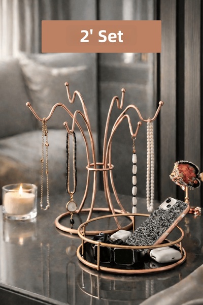 Edora Home Σετ 2 τεμαχίων Rose Desktop Organizer για κοσμήματα, αρώματα, πετσ...