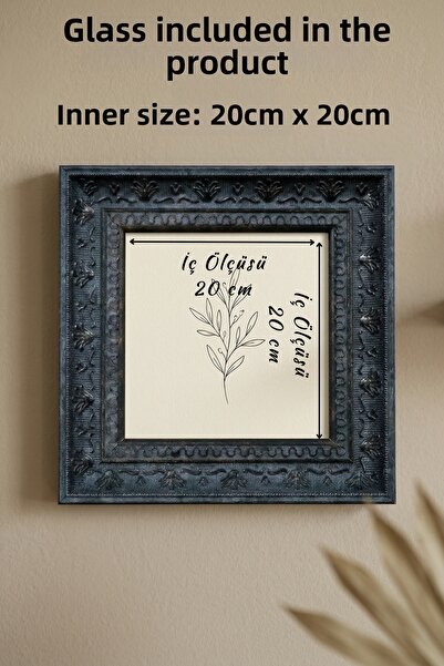 Asya Çerçeve Decorative Luxury Antique Square 20X20 Glass Plastic Photo Frame
