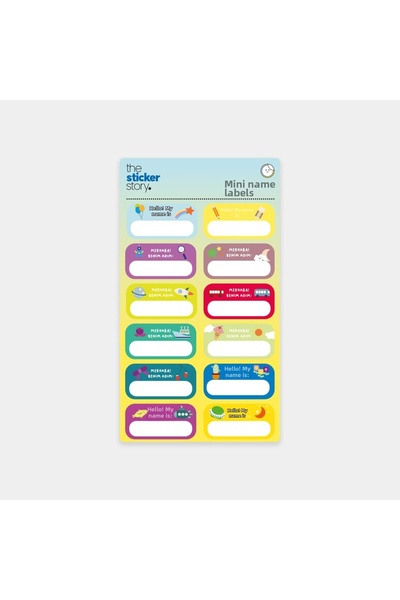 The Sticker Story. ملصقات أسماء مينيس ملونة