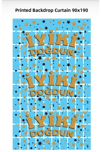 kidspartim Μεταλλιζέ Μπλε ΠοτιΚάρε Χρυσό Τυπωμένο Διακοσμητικό Φόντου 90x190 εκ.