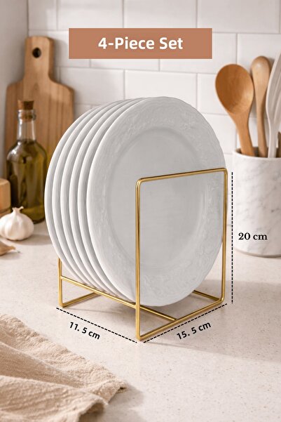 Edora Home Σετ 4 τεμαχίων Φωτεινή Χρυσή Σχάρα Οργάνωσης Πιάτων, Σετ Σχάρας Πι...