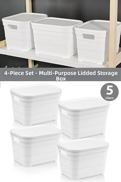 Meleni Home Διακοσμητικό κουτί αποθήκευσης πυραμίδας με καπάκια 4 τεμαχίων - ...