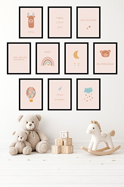UNT Σετ 10 τεμαχίων με εμφάνιση πλαισίου, μίνιμαλ, παστέλ, για παιδικό δωμάτι...