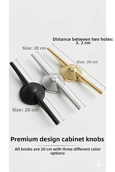 EM&MA DESİNG Emma, Black Modern, Stylish Cabinet Handle (20cm)
