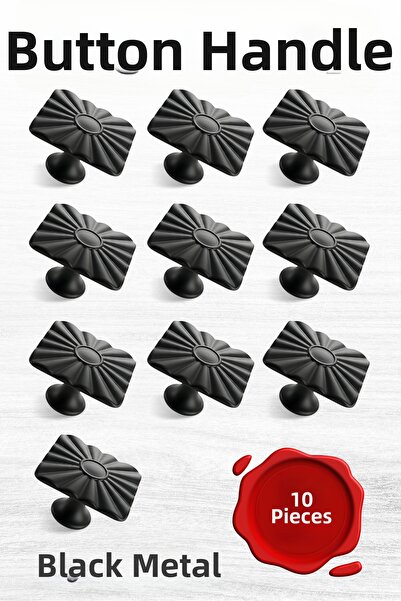 Badem10 10 τμχ Ηλιακό τετράγωνο κουμπί ματ μαύρο έπιπλο Συρτάρι κουζίνας Ντου...