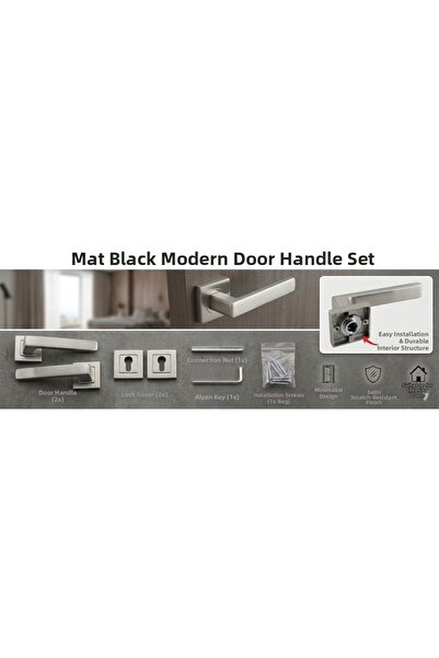 Özen Modern Door Handle Matte Satin. Square