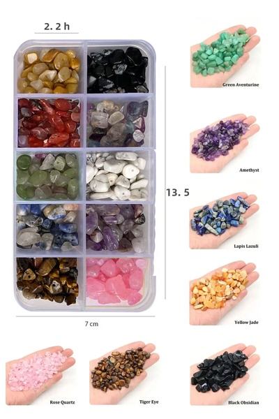 By MO Accessories Σετ 10 τύπων σε Μίνι Κουτί 10 σπασμένων φυσικών πολύτιμων λ...