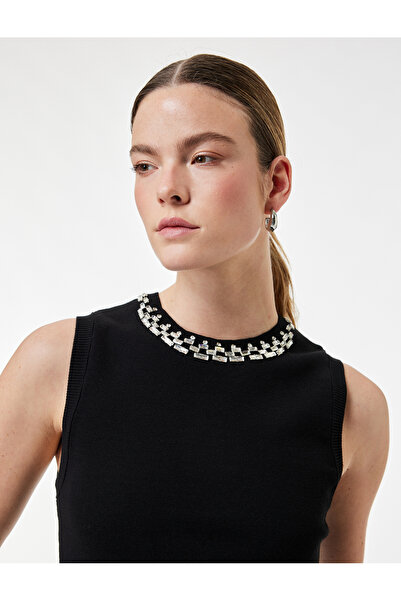 Koton Μπλούζα από πλεκτό ύφασμα χωρίς μανίκια με λαιμόκοψη