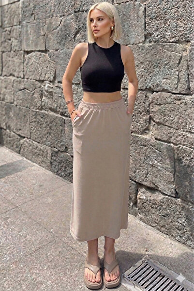 Pasaklı Giyim Γυναικεία μακριά αθλητική φούστα με πέτρινες τσέπες, ελαστική μ...