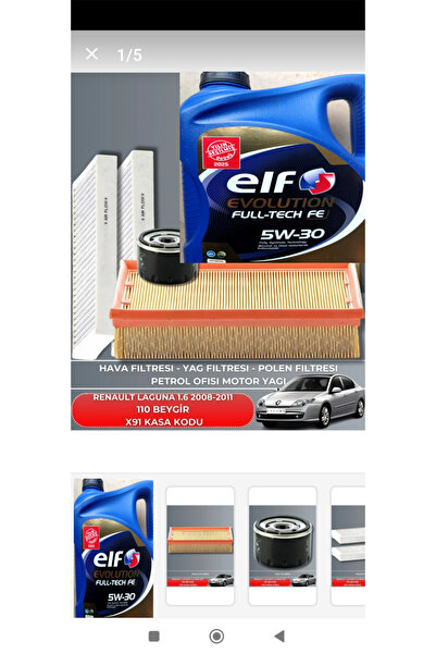 ELF RENAULT LAGUNA 1.6 2008-2011 Hp110 YAĞ BAKIM SETİ
