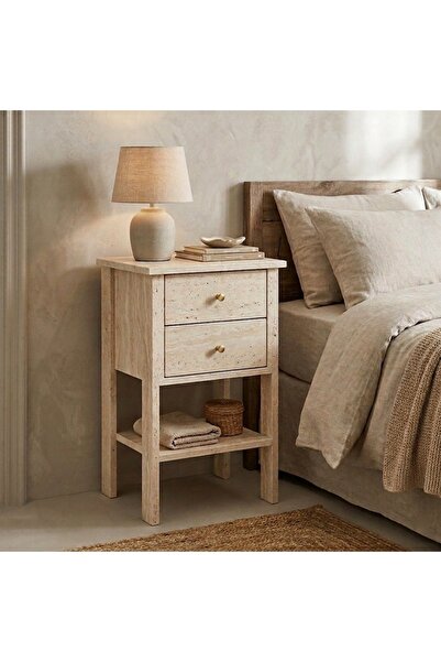 Home MANDOSİ ÇİFT ÇEKMECELİ KOMODİN TRAVERTEN