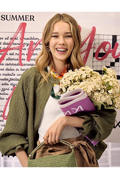 KYR Μπουφάν με μανίκια ρεγκλάν και ανάγλυφο σχέδιο, χακί