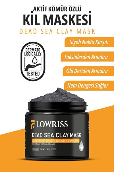 LOWRISS Aktif Kömür Özlü Ölü Deniz Kil Maskesi Kolajen Siyah Nokta Ölü Deri-T...