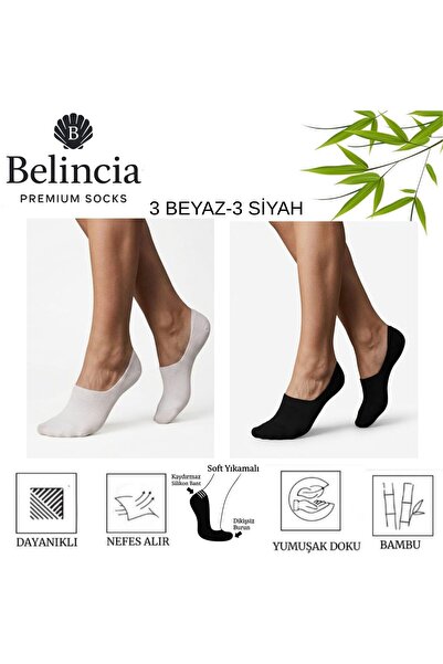 belincia Bamboo 6-Pack Men's Ballerina Socks (Black and White) Seamless Socks...