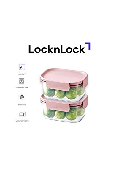 locknlock Classic Plus Rectangle Food Container 385ml (PACK of 2) – Pink, Air...
