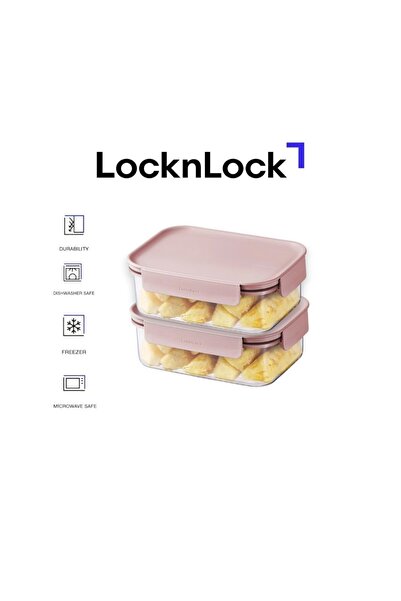 locknlock Classic Plus Rectangle Food Container 420ml (PACK of 2) – Pink, Air...