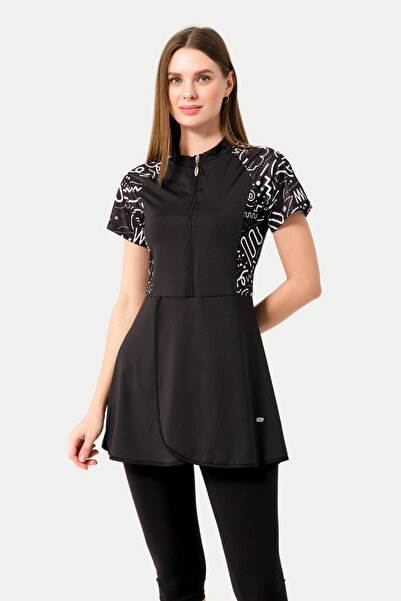 İYİBU Γυναικείο μαύρο κοντομάνικο ημι-καλυμμένο μαγιό 4 τεμαχίων – Αδιάβροχο ...