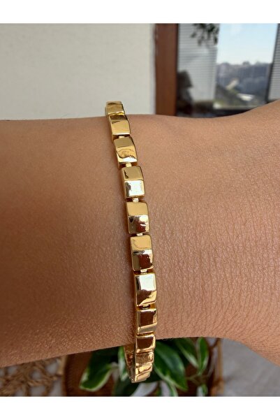 VEGALUXE Kadın 14 K Çelik Bakla Model Şık Tasarım Bileklik Kararma Yapmaz.19Cm