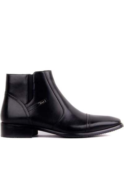Fosco 3565 Black Zippered Genuine Leather Rubber Sole Men's Boots