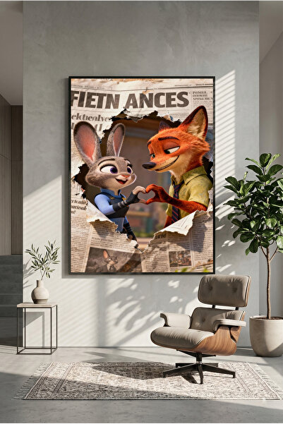 postercraft Animacija Zootopije Nik i Džudi Drveni poster sa slikom (bez okvi...